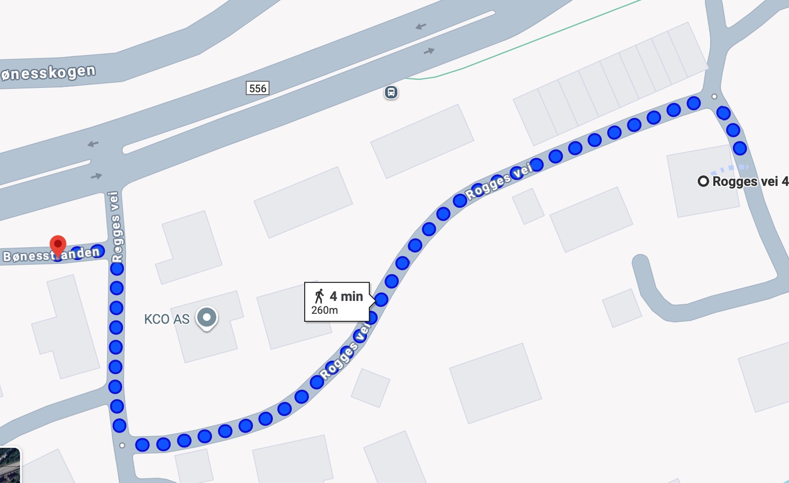 Gratis gateparkering 260 meter fra leiligheten.